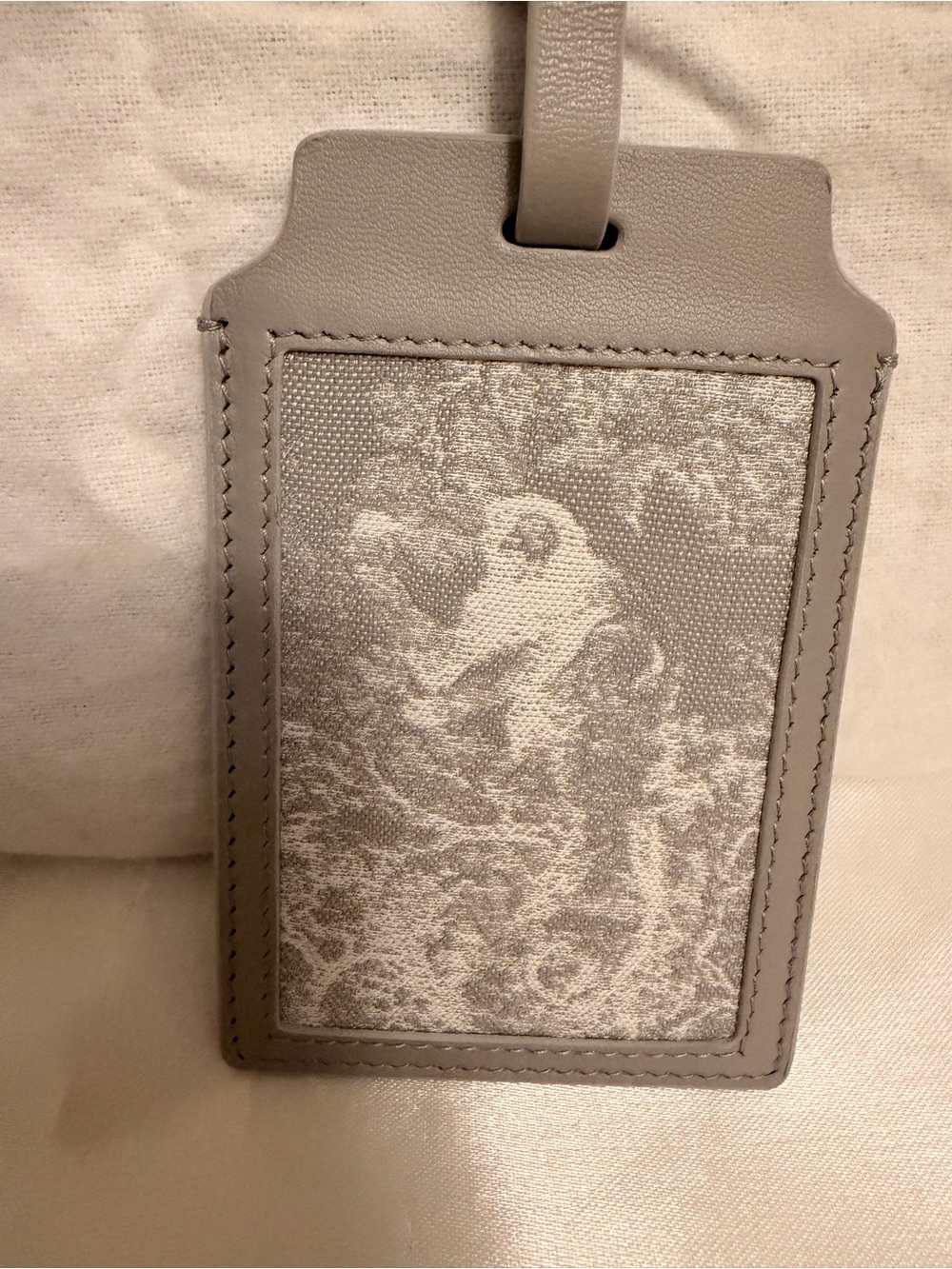 Dior Gray Leather Luggage Tag with Textured Panel